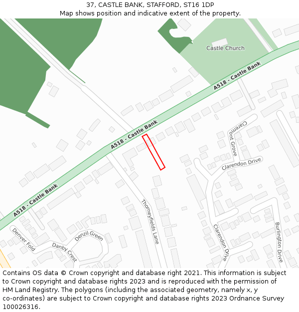 37, CASTLE BANK, STAFFORD, ST16 1DP: Location map and indicative extent of plot