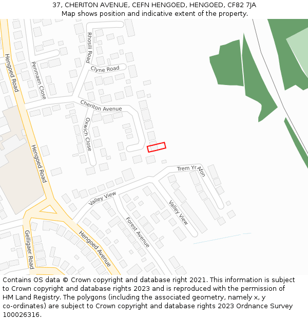 37, CHERITON AVENUE, CEFN HENGOED, HENGOED, CF82 7JA: Location map and indicative extent of plot