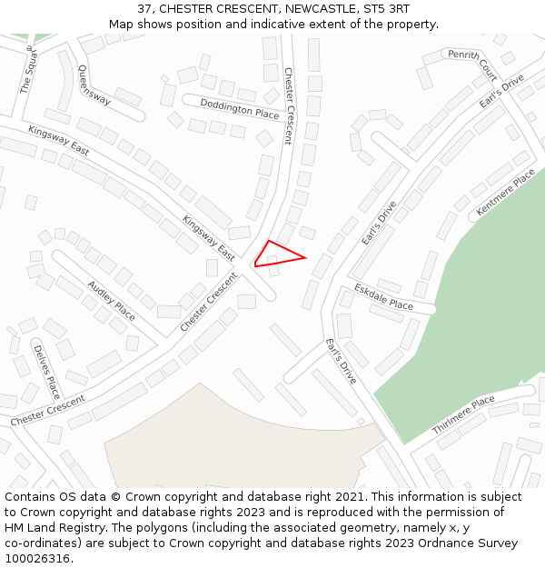 37, CHESTER CRESCENT, NEWCASTLE, ST5 3RT: Location map and indicative extent of plot