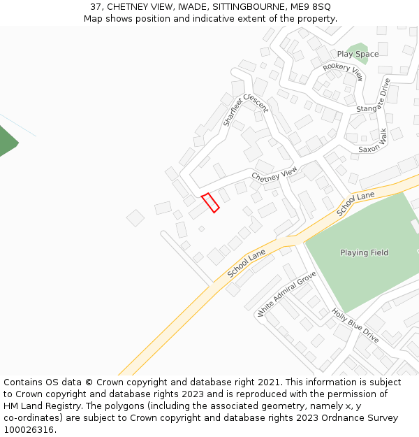 37, CHETNEY VIEW, IWADE, SITTINGBOURNE, ME9 8SQ: Location map and indicative extent of plot