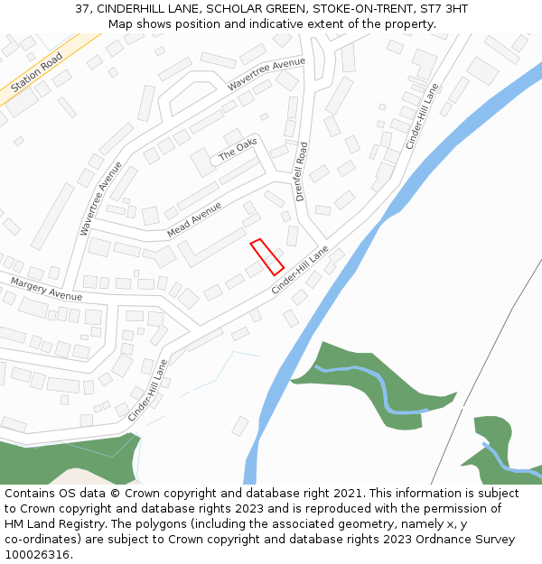 37, CINDERHILL LANE, SCHOLAR GREEN, STOKE-ON-TRENT, ST7 3HT: Location map and indicative extent of plot