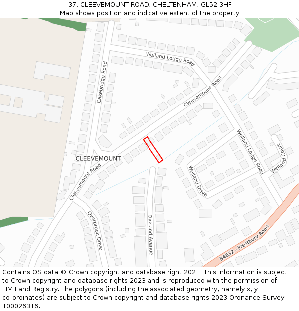 37, CLEEVEMOUNT ROAD, CHELTENHAM, GL52 3HF: Location map and indicative extent of plot