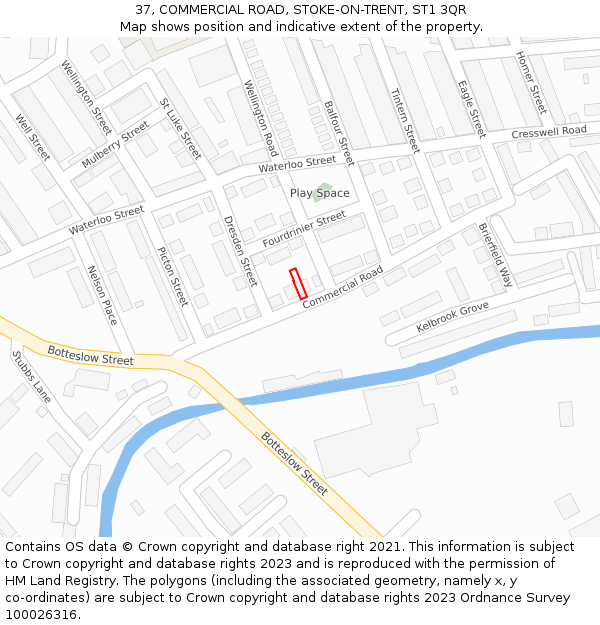 37, COMMERCIAL ROAD, STOKE-ON-TRENT, ST1 3QR: Location map and indicative extent of plot