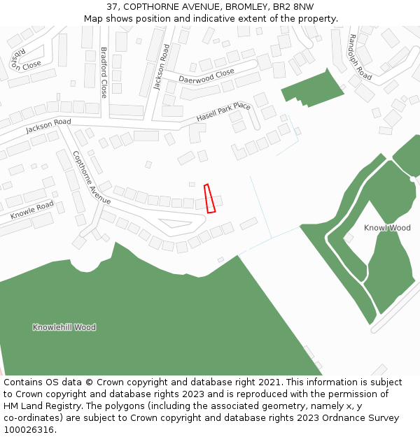 37, COPTHORNE AVENUE, BROMLEY, BR2 8NW: Location map and indicative extent of plot