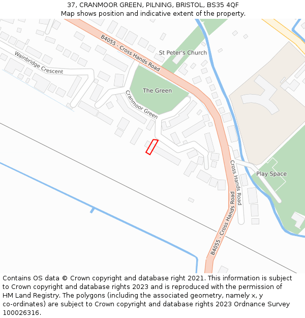 37, CRANMOOR GREEN, PILNING, BRISTOL, BS35 4QF: Location map and indicative extent of plot