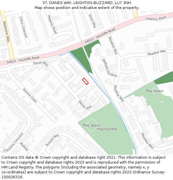 37, DANES WAY, LEIGHTON BUZZARD, LU7 3NH: Location map and indicative extent of plot