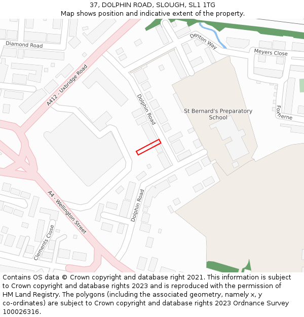 37, DOLPHIN ROAD, SLOUGH, SL1 1TG: Location map and indicative extent of plot