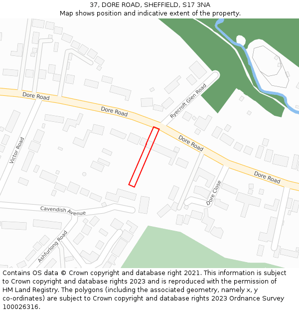 37, DORE ROAD, SHEFFIELD, S17 3NA: Location map and indicative extent of plot