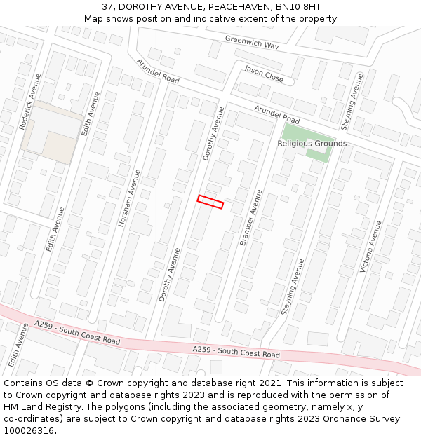 37, DOROTHY AVENUE, PEACEHAVEN, BN10 8HT: Location map and indicative extent of plot