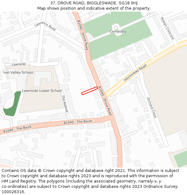 37, DROVE ROAD, BIGGLESWADE, SG18 0HJ: Location map and indicative extent of plot