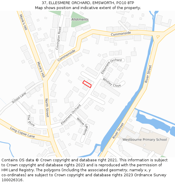 37, ELLESMERE ORCHARD, EMSWORTH, PO10 8TP: Location map and indicative extent of plot