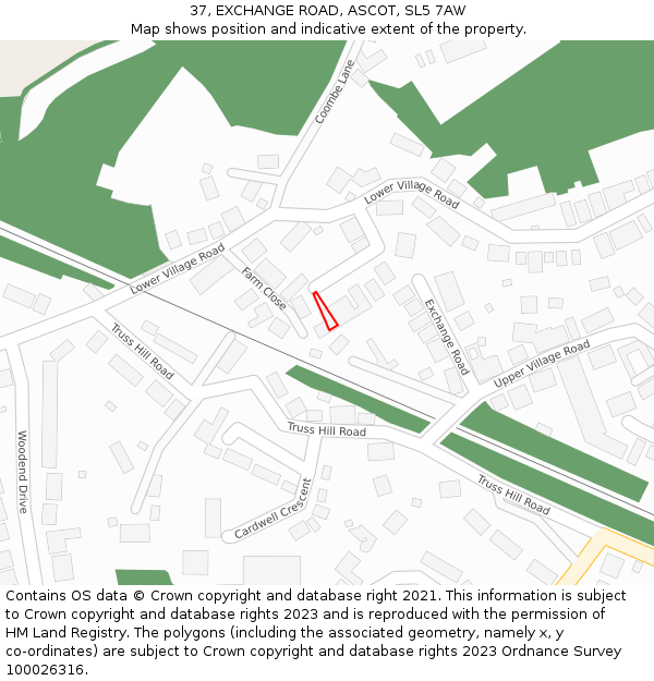 37, EXCHANGE ROAD, ASCOT, SL5 7AW: Location map and indicative extent of plot