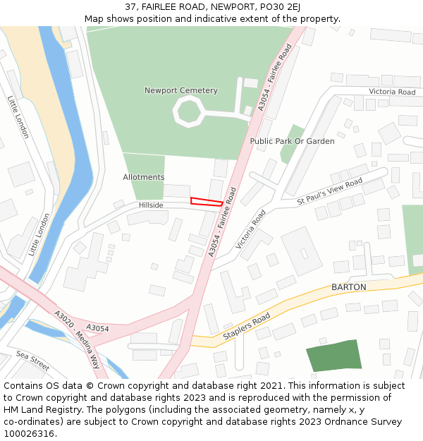 37, FAIRLEE ROAD, NEWPORT, PO30 2EJ: Location map and indicative extent of plot