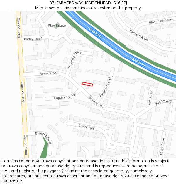 37, FARMERS WAY, MAIDENHEAD, SL6 3PJ: Location map and indicative extent of plot