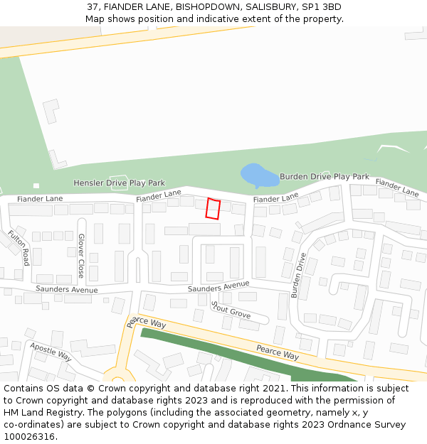 37, FIANDER LANE, BISHOPDOWN, SALISBURY, SP1 3BD: Location map and indicative extent of plot