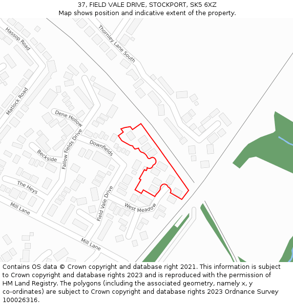 37, FIELD VALE DRIVE, STOCKPORT, SK5 6XZ: Location map and indicative extent of plot
