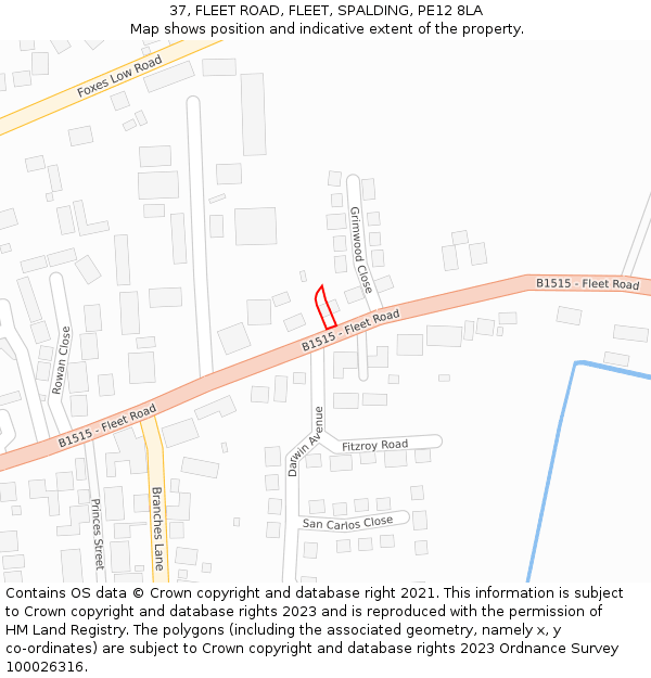 37, FLEET ROAD, FLEET, SPALDING, PE12 8LA: Location map and indicative extent of plot