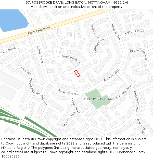 37, FOSBROOKE DRIVE, LONG EATON, NOTTINGHAM, NG10 1HJ: Location map and indicative extent of plot