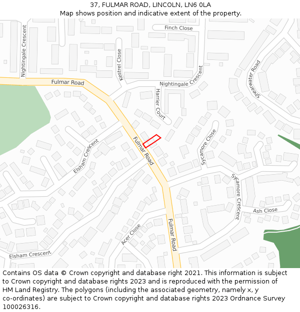 37, FULMAR ROAD, LINCOLN, LN6 0LA: Location map and indicative extent of plot