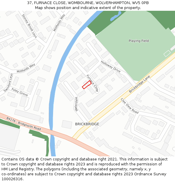 37, FURNACE CLOSE, WOMBOURNE, WOLVERHAMPTON, WV5 0PB: Location map and indicative extent of plot