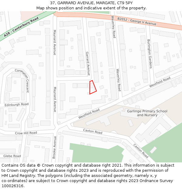 37, GARRARD AVENUE, MARGATE, CT9 5PY: Location map and indicative extent of plot
