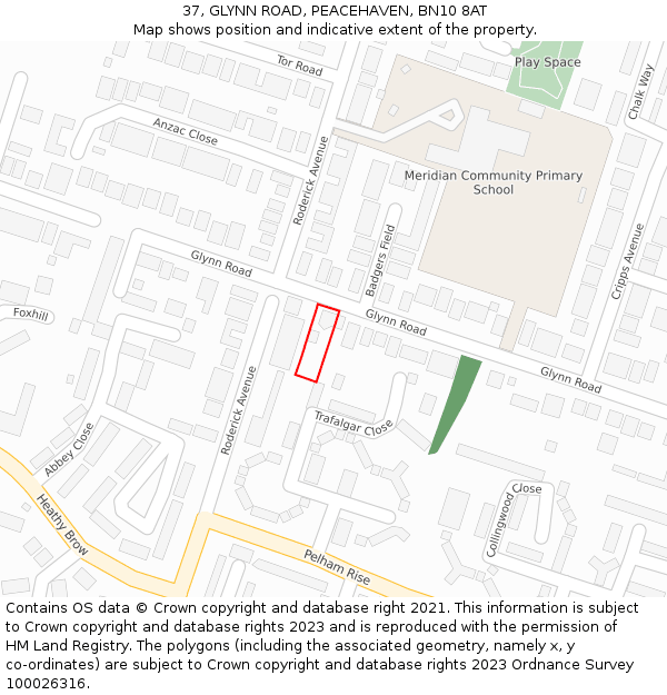 37, GLYNN ROAD, PEACEHAVEN, BN10 8AT: Location map and indicative extent of plot