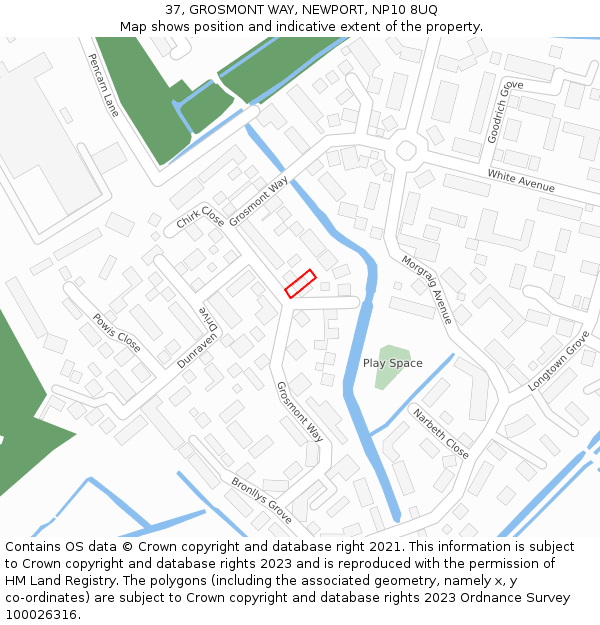 37, GROSMONT WAY, NEWPORT, NP10 8UQ: Location map and indicative extent of plot