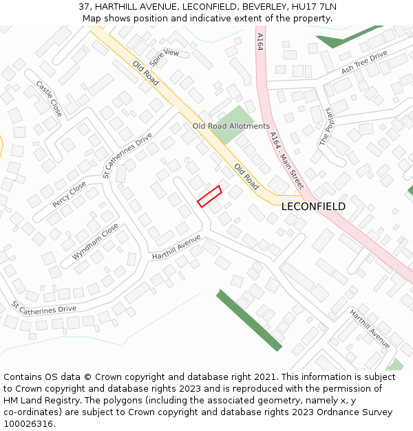 37, HARTHILL AVENUE, LECONFIELD, BEVERLEY, HU17 7LN: Location map and indicative extent of plot