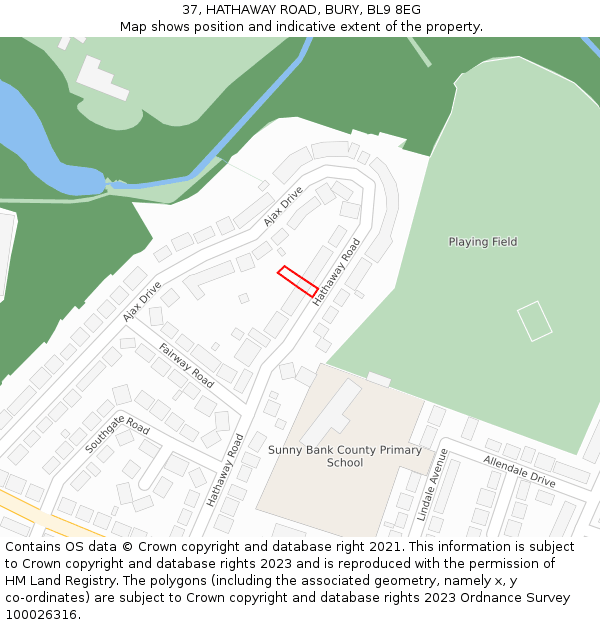 37, HATHAWAY ROAD, BURY, BL9 8EG: Location map and indicative extent of plot