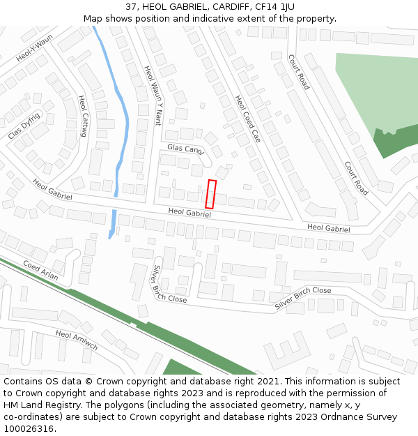37, HEOL GABRIEL, CARDIFF, CF14 1JU: Location map and indicative extent of plot