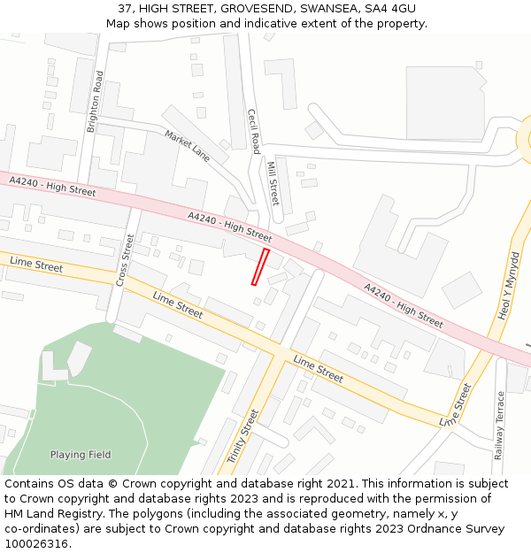 37, HIGH STREET, GROVESEND, SWANSEA, SA4 4GU: Location map and indicative extent of plot