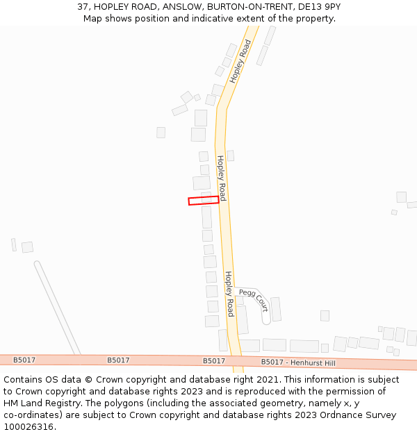 37, HOPLEY ROAD, ANSLOW, BURTON-ON-TRENT, DE13 9PY: Location map and indicative extent of plot