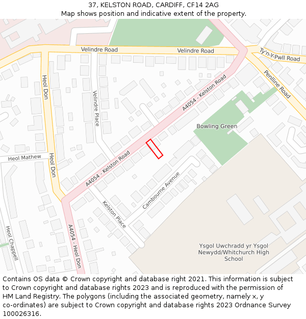 37, KELSTON ROAD, CARDIFF, CF14 2AG: Location map and indicative extent of plot