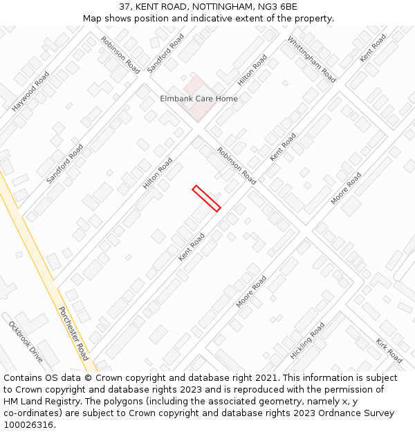 37, KENT ROAD, NOTTINGHAM, NG3 6BE: Location map and indicative extent of plot