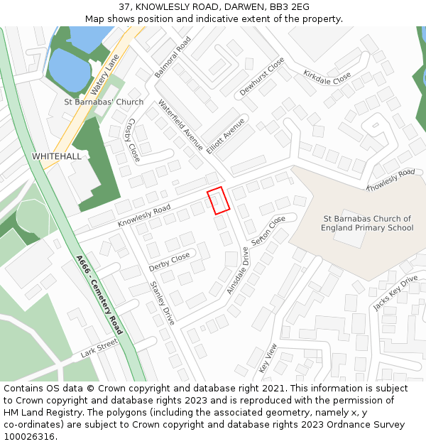 37, KNOWLESLY ROAD, DARWEN, BB3 2EG: Location map and indicative extent of plot