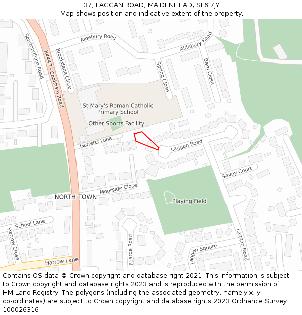 37, LAGGAN ROAD, MAIDENHEAD, SL6 7JY: Location map and indicative extent of plot