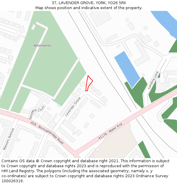 37, LAVENDER GROVE, YORK, YO26 5RX: Location map and indicative extent of plot