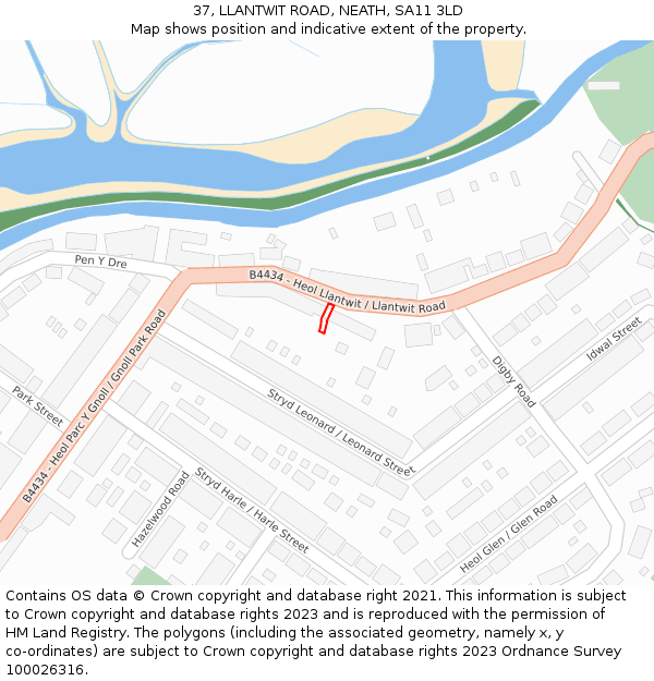37, LLANTWIT ROAD, NEATH, SA11 3LD: Location map and indicative extent of plot
