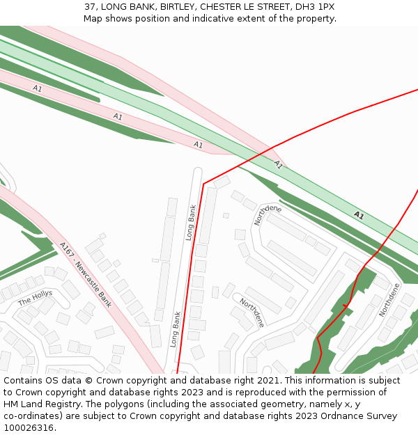 37, LONG BANK, BIRTLEY, CHESTER LE STREET, DH3 1PX: Location map and indicative extent of plot