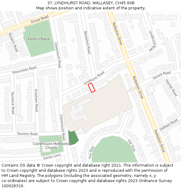 37, LYNDHURST ROAD, WALLASEY, CH45 6XB: Location map and indicative extent of plot