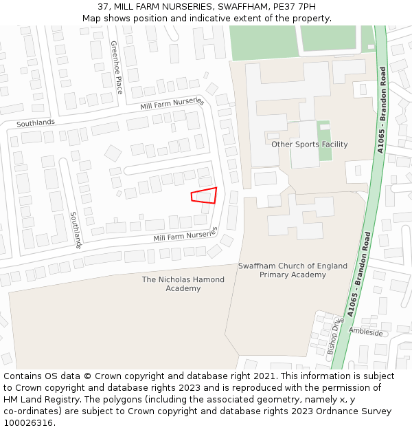 37, MILL FARM NURSERIES, SWAFFHAM, PE37 7PH: Location map and indicative extent of plot