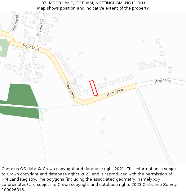 37, MOOR LANE, GOTHAM, NOTTINGHAM, NG11 0LH: Location map and indicative extent of plot