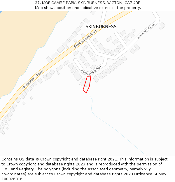 37, MORICAMBE PARK, SKINBURNESS, WIGTON, CA7 4RB: Location map and indicative extent of plot