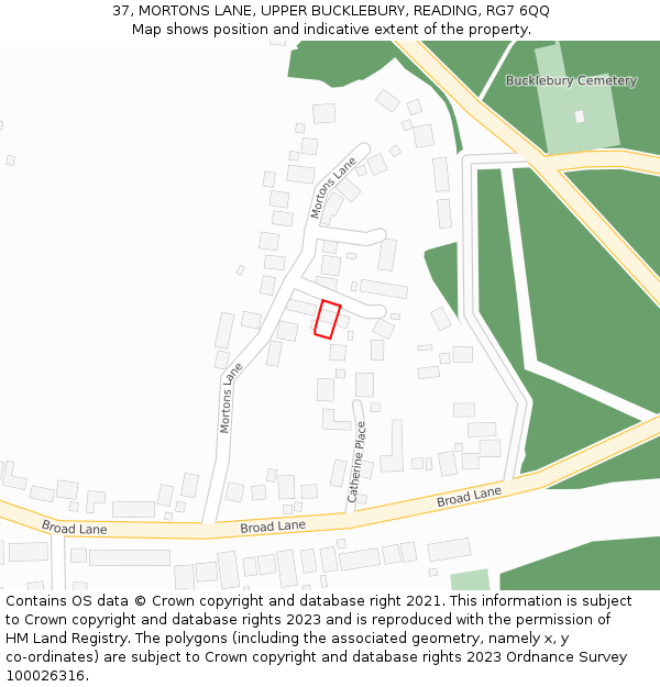 37, MORTONS LANE, UPPER BUCKLEBURY, READING, RG7 6QQ: Location map and indicative extent of plot