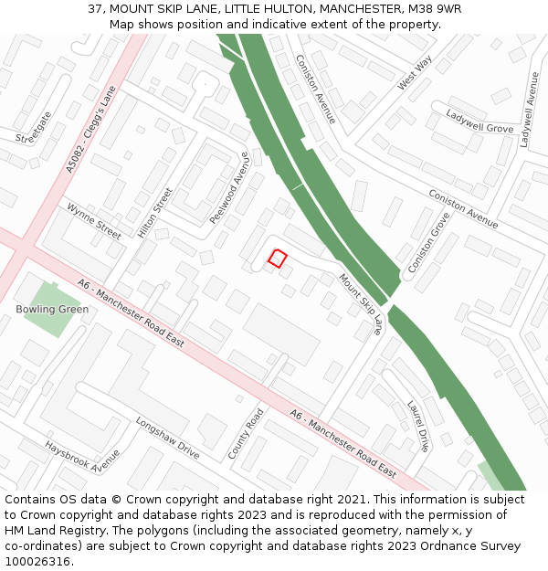 37, MOUNT SKIP LANE, LITTLE HULTON, MANCHESTER, M38 9WR: Location map and indicative extent of plot