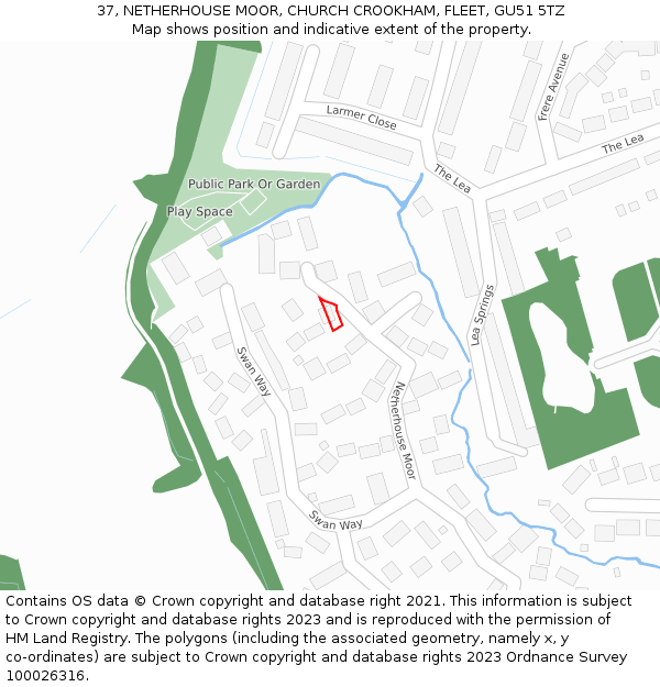 37, NETHERHOUSE MOOR, CHURCH CROOKHAM, FLEET, GU51 5TZ: Location map and indicative extent of plot