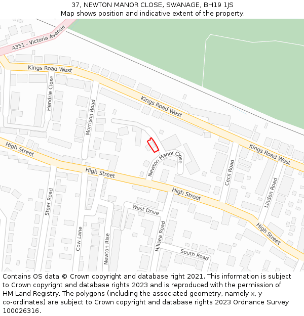 37, NEWTON MANOR CLOSE, SWANAGE, BH19 1JS: Location map and indicative extent of plot