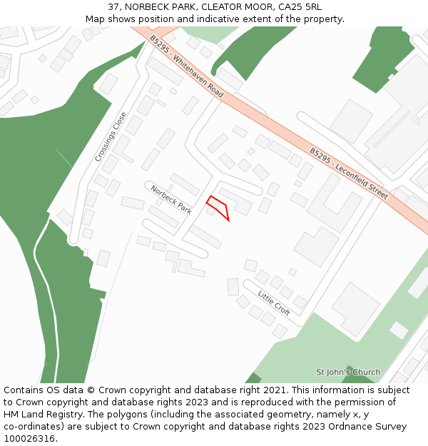 37, NORBECK PARK, CLEATOR MOOR, CA25 5RL: Location map and indicative extent of plot