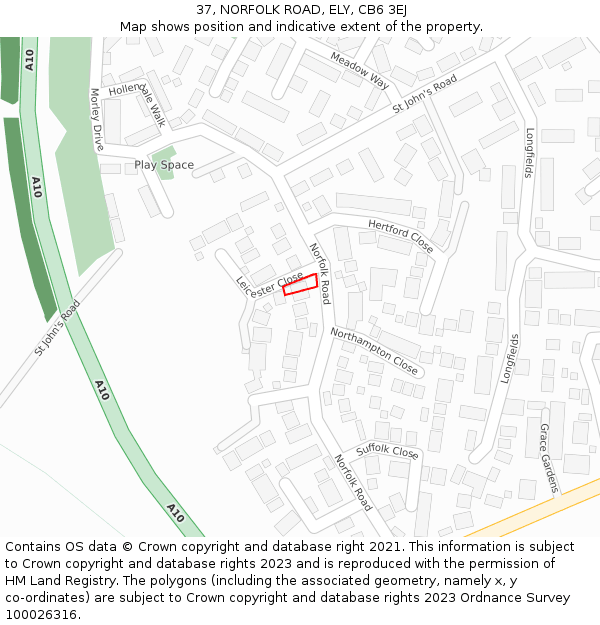 37, NORFOLK ROAD, ELY, CB6 3EJ: Location map and indicative extent of plot