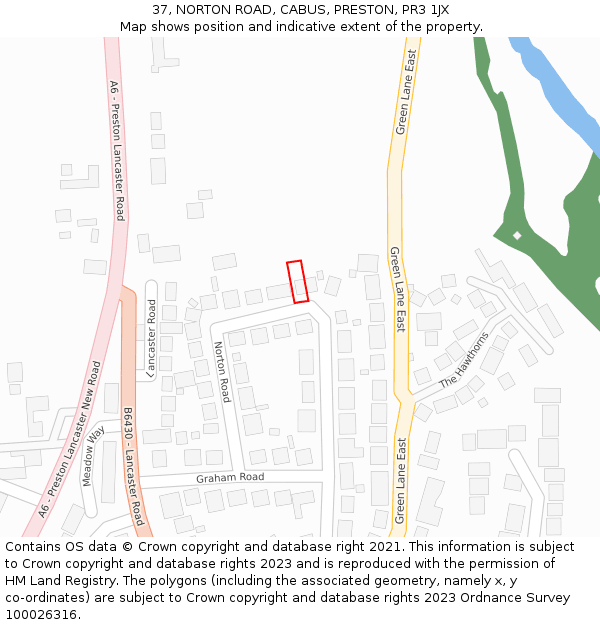 37, NORTON ROAD, CABUS, PRESTON, PR3 1JX: Location map and indicative extent of plot